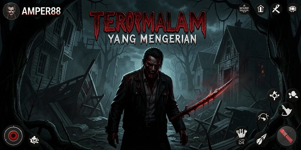 Tampilan gameplay <strong>AMPER88</strong> yang mencekam dan penuh ketegangan.