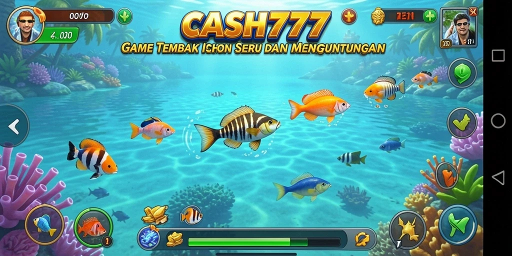 Screenshot gameplay menampilkan serunya menembak ikan di CASH777.