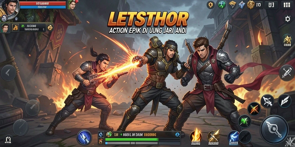 Gameplay seru LETSTHOR dengan pertarungan yang menegangkan.