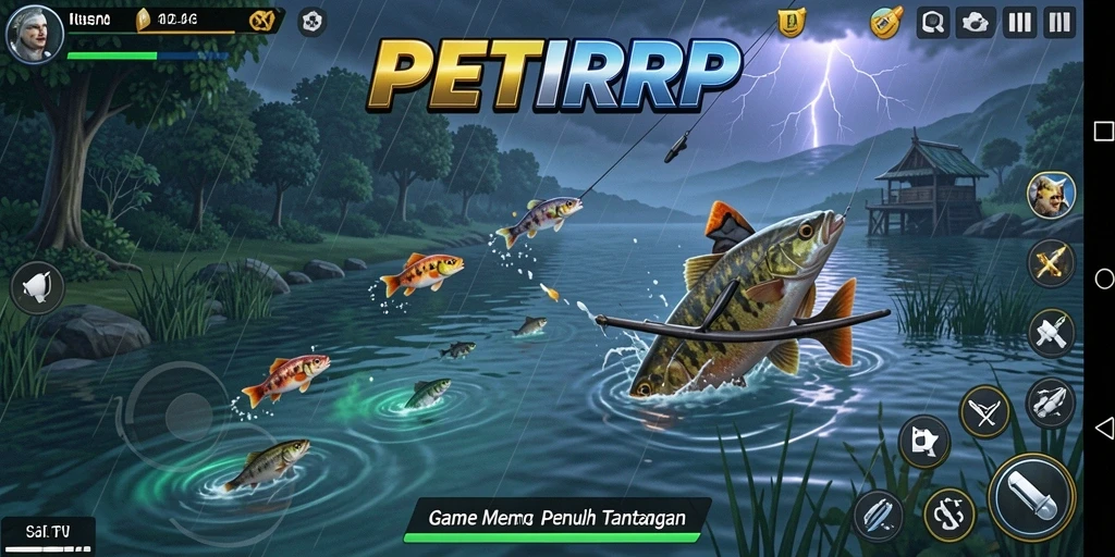 Tangkap ikan dengan mengasyikkan di layar permainan PETIRRP.