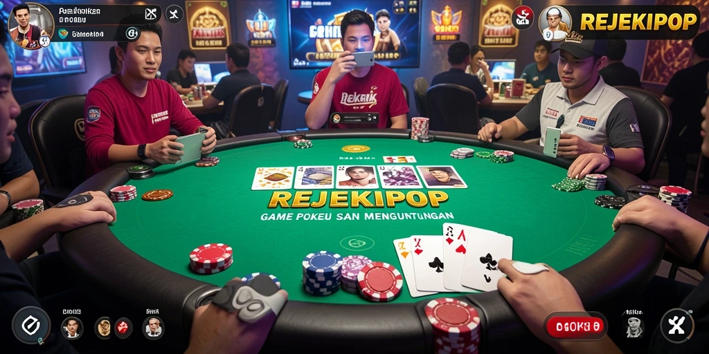 Tampilan gameplay Poker yang seru dan mendebarkan di REJEKIPOP.